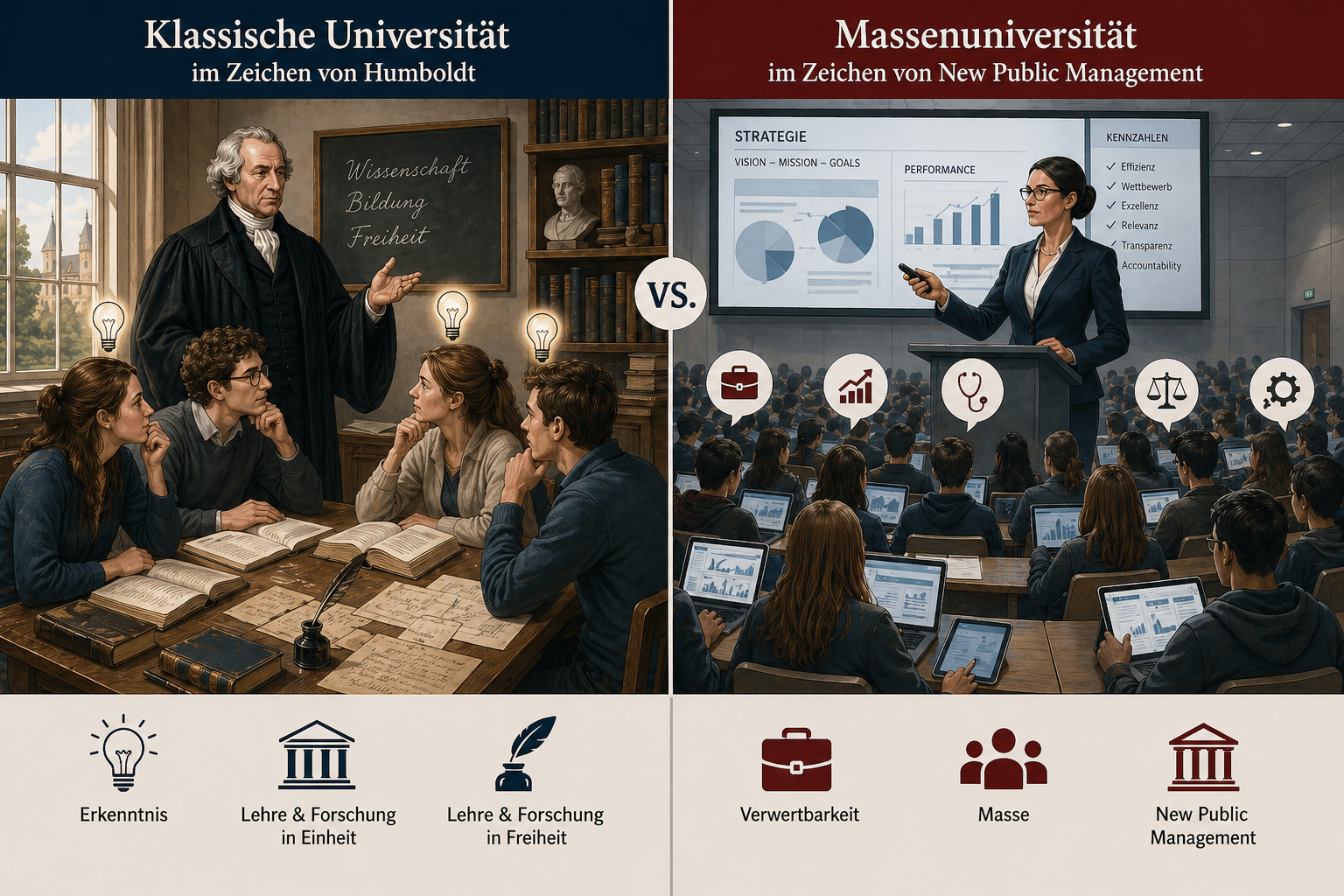 Vergleich von klassischer und moderner Universität