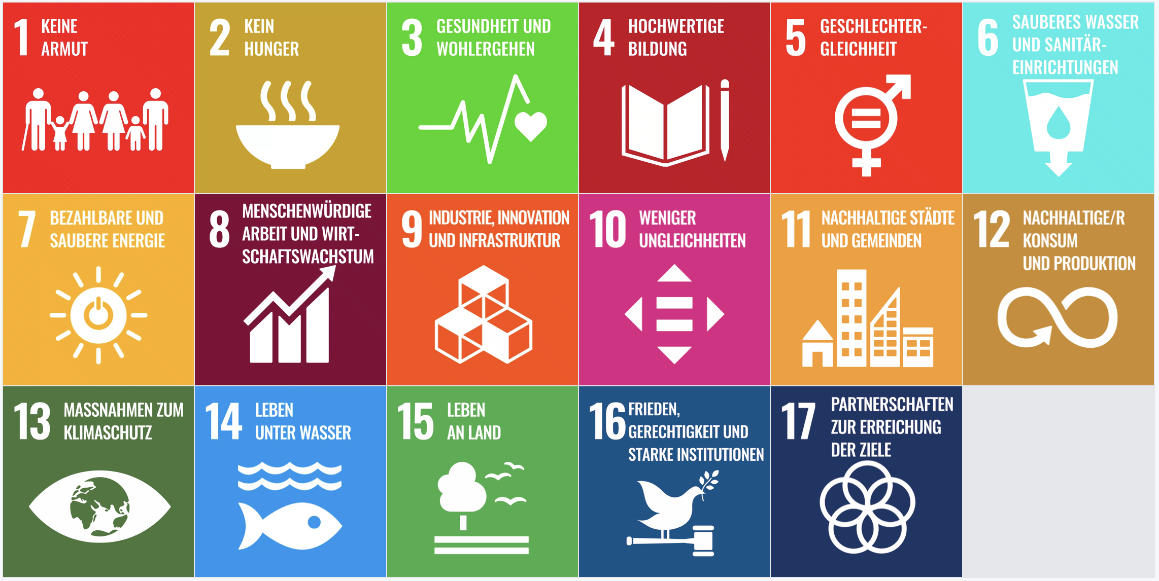 Grafik zu den 17 Sustainable Development Goals (SDGs)