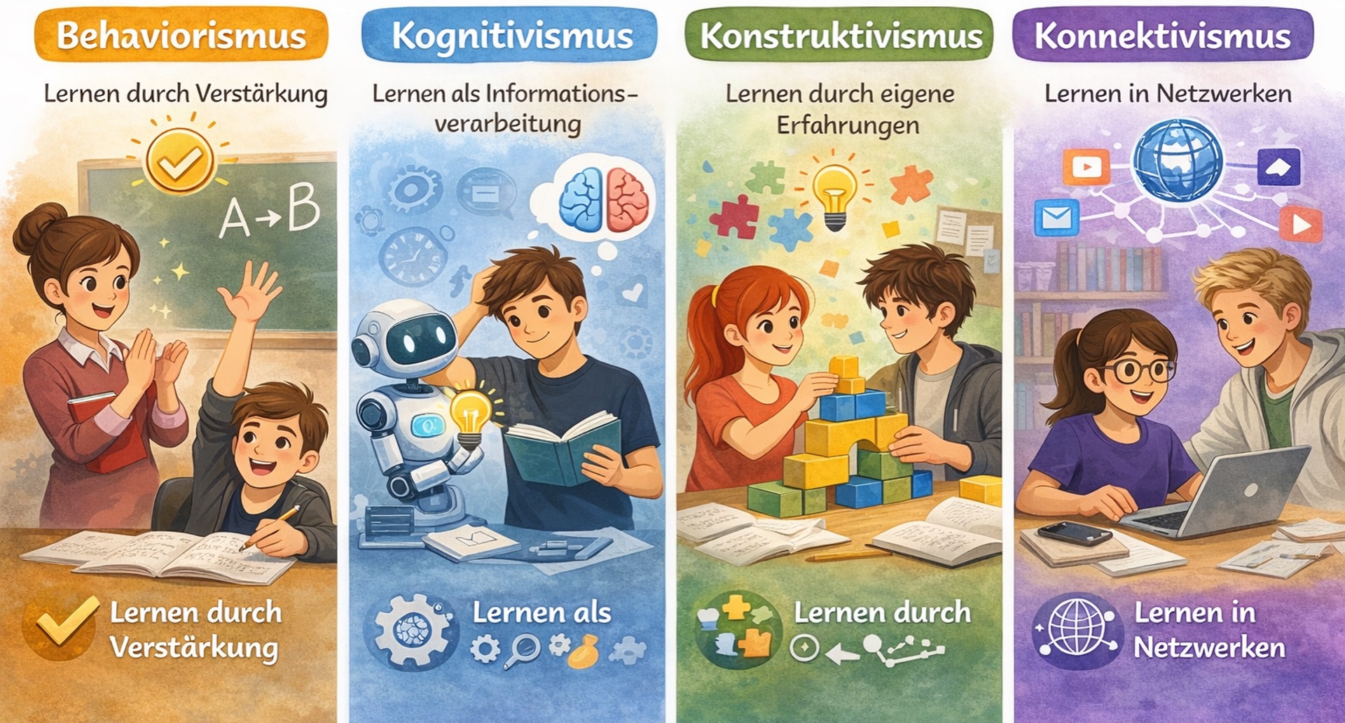 Überblick zu vier Lerntheorien